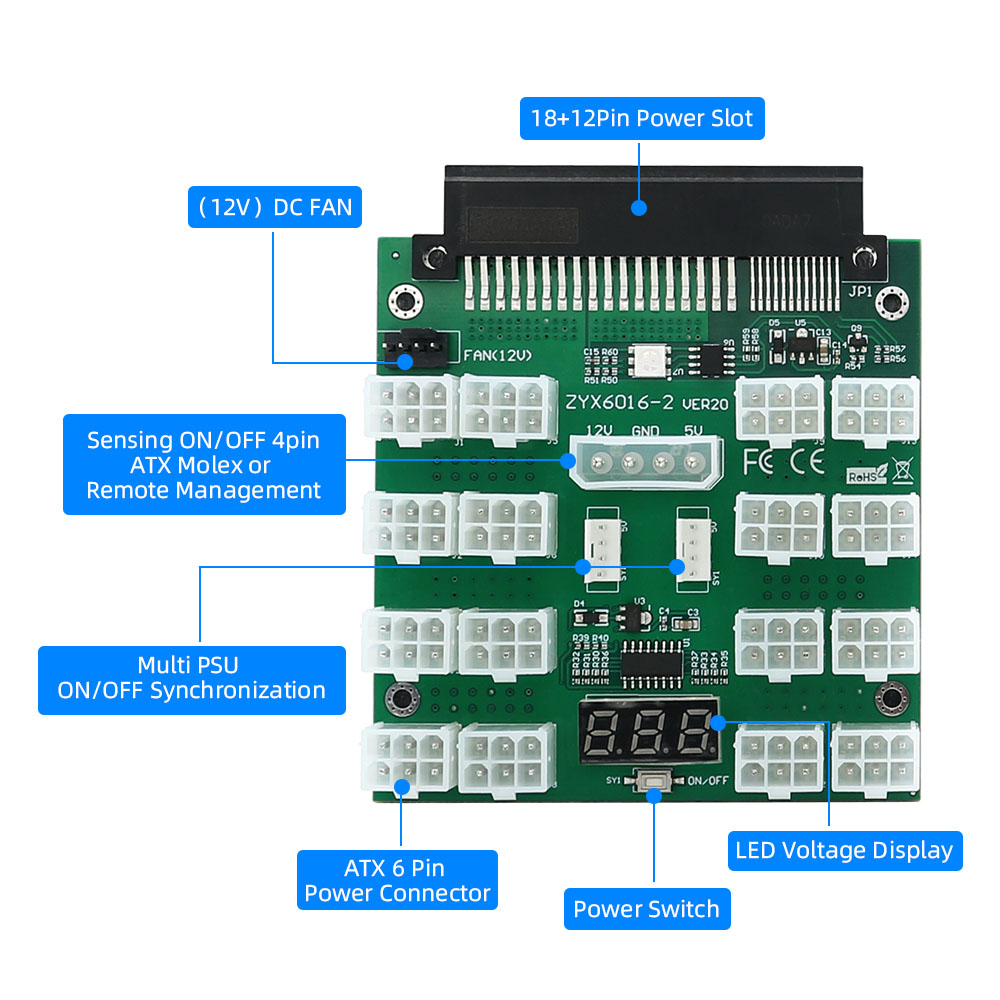 Papan Breakout Dell 750W 1100W - 2000W Atx Mining Power Supply ulasan dan harga